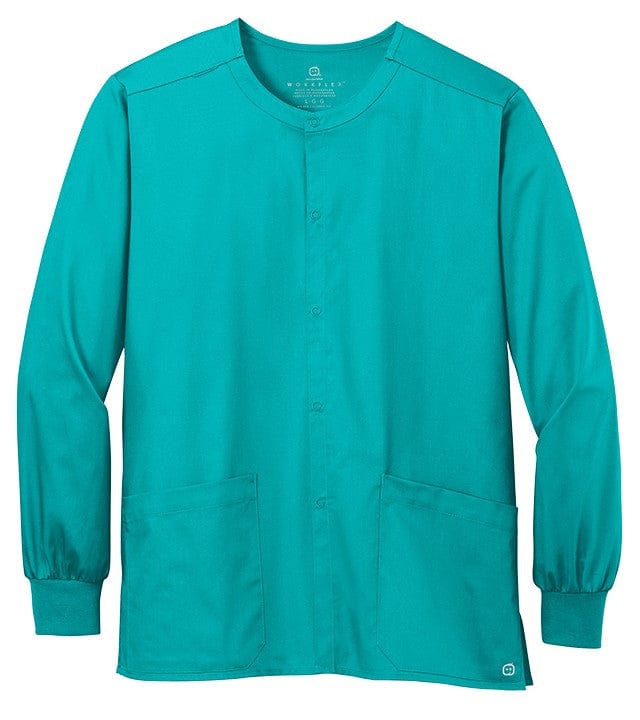 WonderWink Scrubs XXS / Teal Blue WonderWink - Unisex WorkFlex™ Snap-Front Scrub Jacket