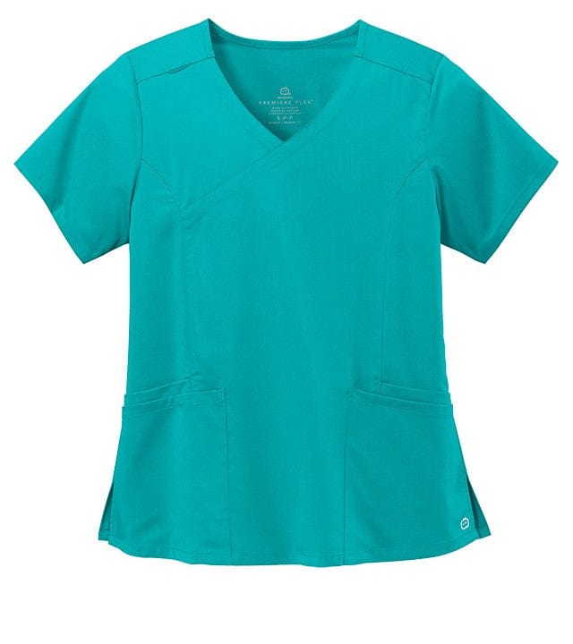 WonderWink Scrubs XXS / Teal Blue WonderWink - Women’s Premiere Flex™ Mock Wrap Top