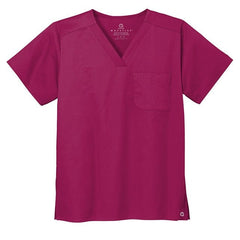 WonderWink Scrubs XXS / Wine WonderWink - Unisex WorkFlex™ Chest Pocket V-Neck Top