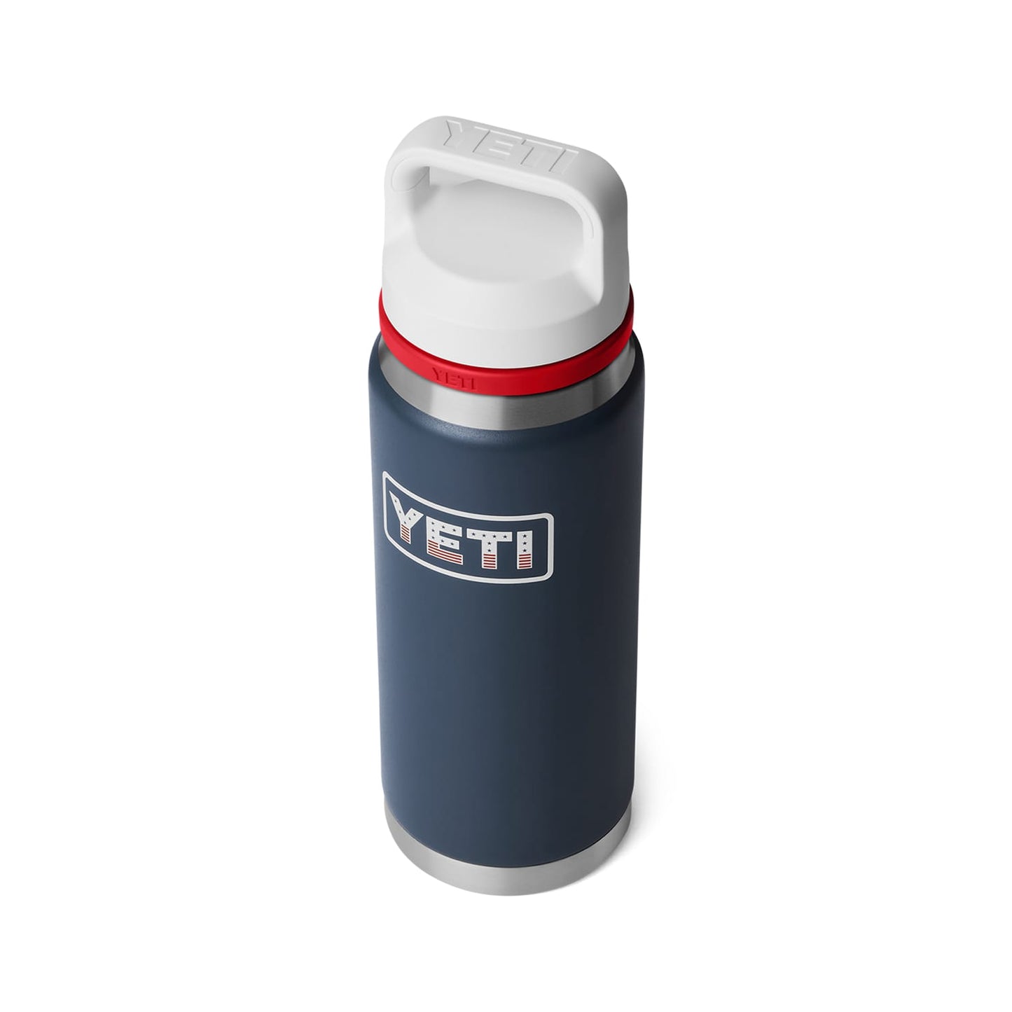 YETI 26oz / Navy-White-Rescue Red-Badge YETI - Red, White & Blue Rambler 26oz Bottle w/ Chug Cap