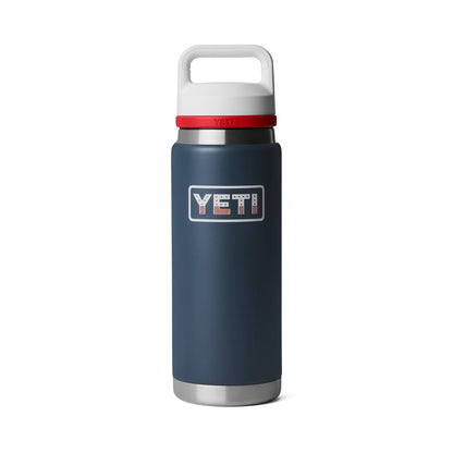 YETI 26oz / Navy-White-Rescue Red-Badge YETI - Red, White & Blue Rambler 26oz Bottle w/ Chug Cap