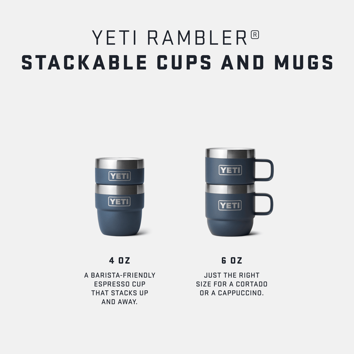Rambler 6oz Stackable Mugs Set | Laser-Etched Logo | YETI Rambler 6oz Stackable Mugs Set | Laser-Etched Logo | YETI