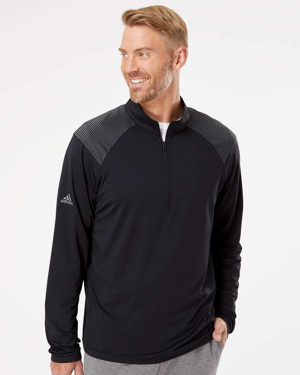 adidas Layering adidas - Men's Shoulder Stripe Quarter-Zip Pullover