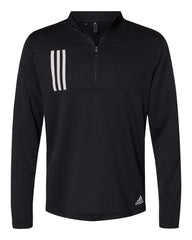 adidas Layering S / Black/Grey Two adidas - Men's 3-Stripes Double Knit Quarter-Zip Pullover