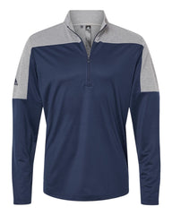 adidas Layering S / Collegiate Navy/Grey Three Melange adidas - Men's Lightweight Quarter-Zip Pullover