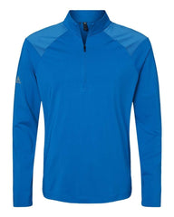 adidas Layering S / Glory Blue adidas - Men's Shoulder Stripe Quarter-Zip Pullover