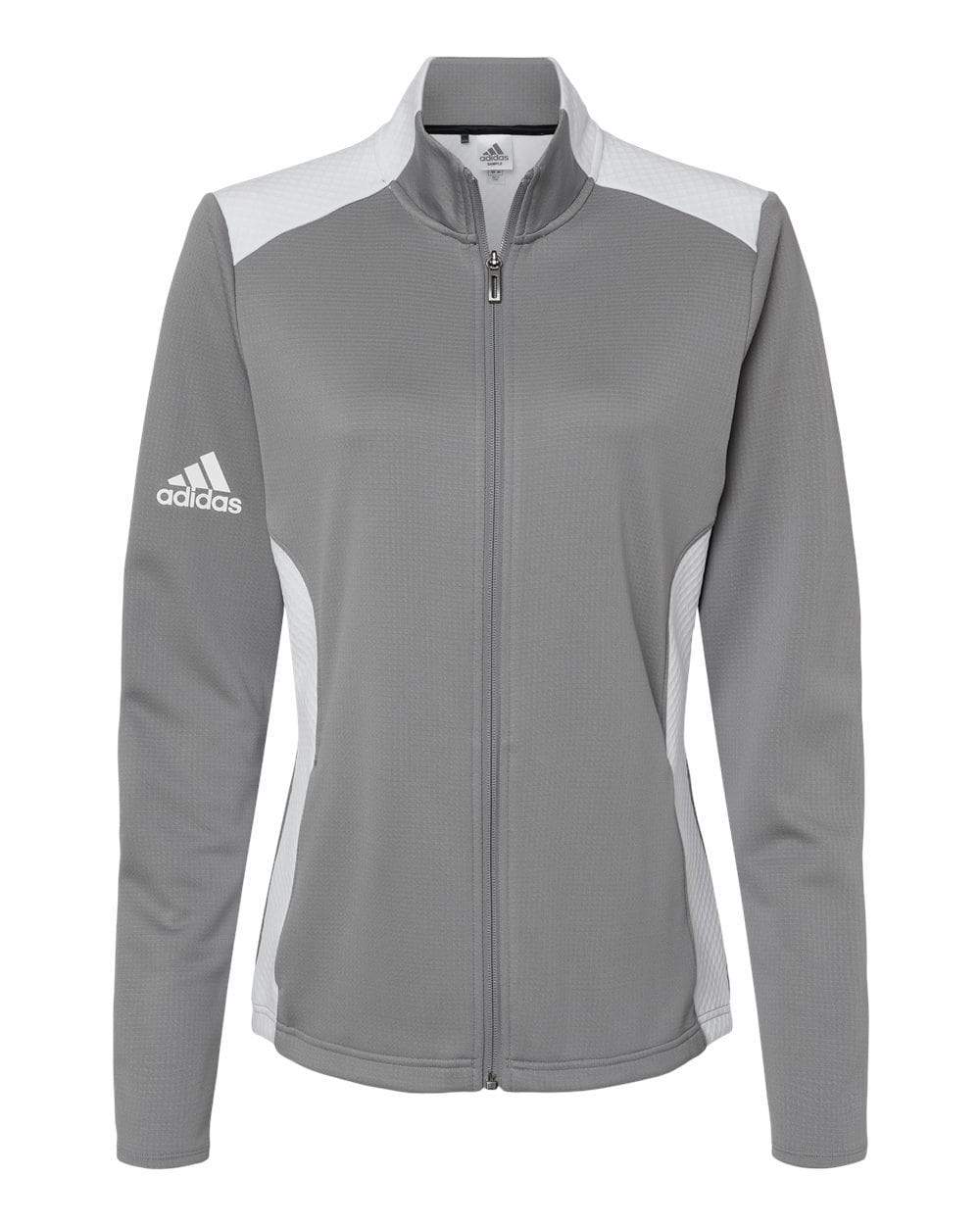 adidas Women s Textured Mixed Media Full Zip Jacket Threadfellows