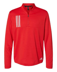 adidas Layering S / Team Collegiate Red/Grey Two adidas - Men's 3-Stripes Double Knit Quarter-Zip Pullover