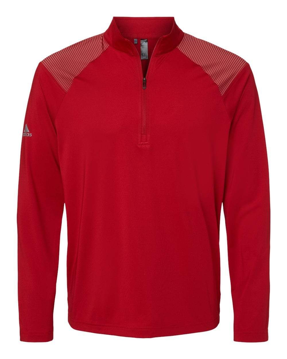 adidas Layering S / Team Power Red adidas - Men's Shoulder Stripe Quarter-Zip Pullover