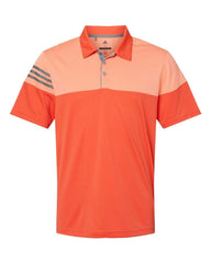 adidas Polos S / Blaze Orange/Vista Grey adidas - Men's Heathered 3-Stripes Colorblock Sport Shirt