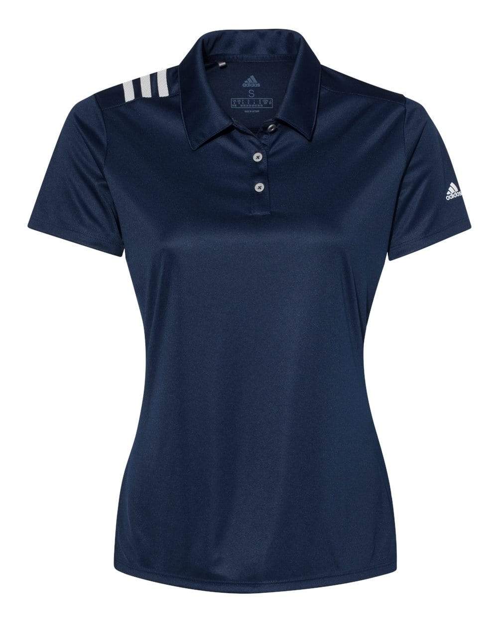 adidas Polos S / Collegiate Navy/White adidas - Women's 3-Stripes Vertical Shoulder Sport Shirt