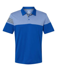adidas Polos S / Collegiate Royal adidas - Men's Heathered 3-Stripes Colorblock Sport Shirt