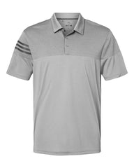 adidas Polos S / Grey Three adidas - Men's Heathered 3-Stripes Colorblock Sport Shirt
