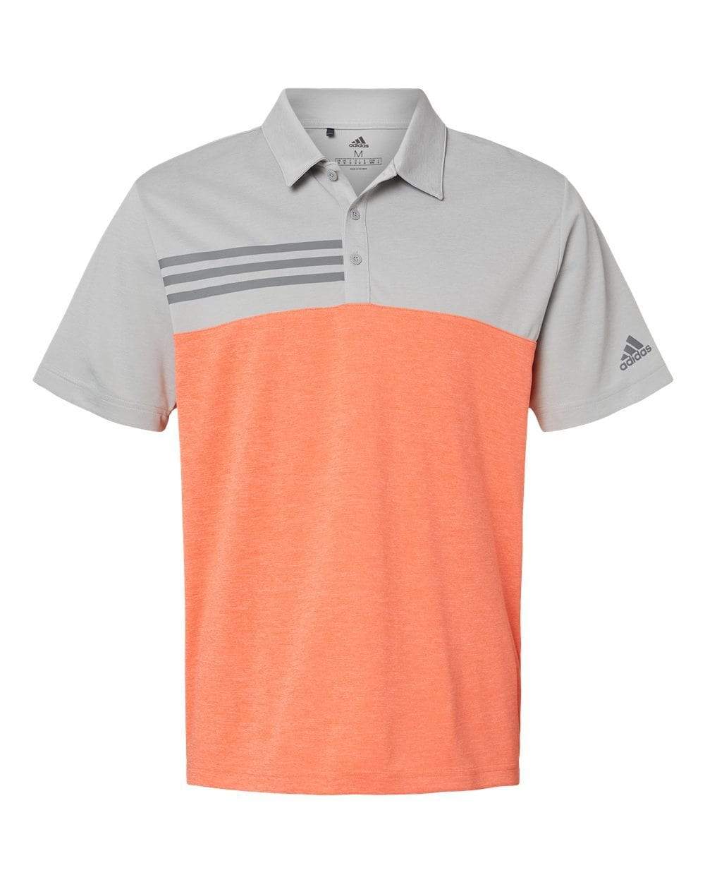 Adidas Polos S / Grey Two Heather/Hi-Res Coral Heather adidas - Men's Heathered 3-Stripes Polo