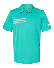 Adidas Polos S / Hi-Res Aqua/White adidas - Men's 3-Stripes Chest Sport Shirt