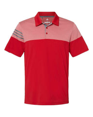 adidas Polos S / Power Red adidas - Men's Heathered 3-Stripes Colorblock Sport Shirt