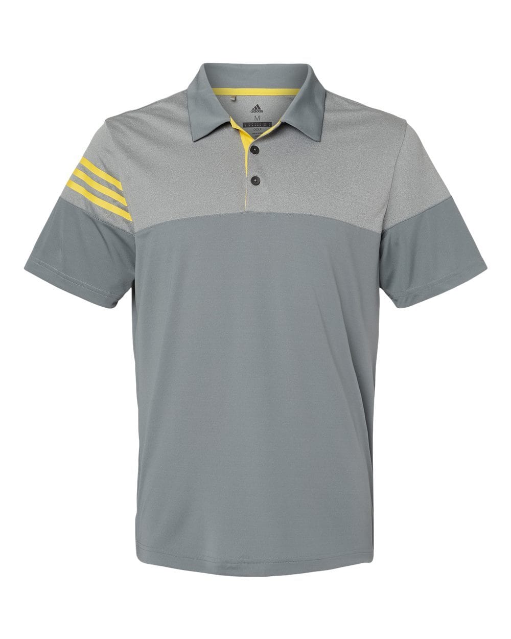adidas Polos S / Vista Grey/EQT Yellow adidas - Men's Heathered 3-Stripes Colorblock Sport Shirt