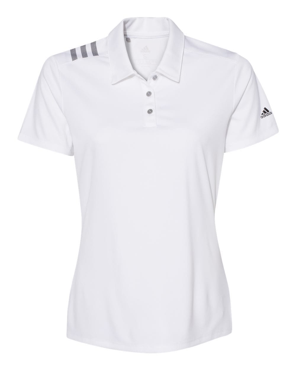adidas Polos S / White/Black adidas - Women's 3-Stripes Vertical Shoulder Sport Shirt