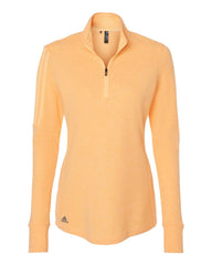adidas Sweaters S / Acid Orange Melange adidas - Women's Shoulder Stripe Quarter-Zip Pullover Sweater