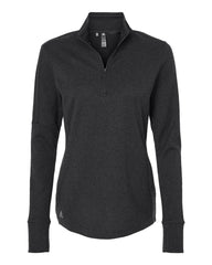 adidas Sweaters S / Black Melange adidas - Women's Shoulder Stripe Quarter-Zip Pullover Sweater