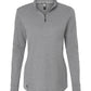 adidas Sweaters S / Grey Three Melange adidas - Women's Shoulder Stripe Quarter-Zip Pullover Sweater