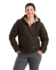 Berne Outerwear S / Dark Brown Berne - Women's Sherpa-Lined Softstone Duck Hooded Jacket