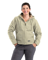 Berne Outerwear S / Sand Berne - Women's Sherpa-Lined Softstone Duck Hooded Jacket