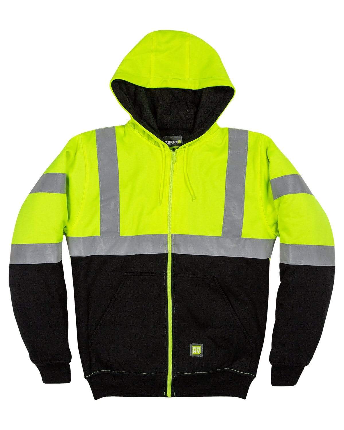Berne Sweatshirts M / Hi Vis Yellow Berne - Men's Hi-Vis Class 3 Color Block Hooded Sweatshirt