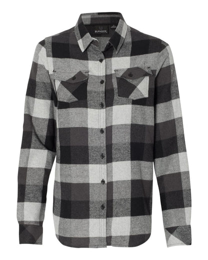 Burnside Woven Shirts S / Black/Grey Burnside - Women's Yarn-Dyed Long Sleeve Flannel Shirt