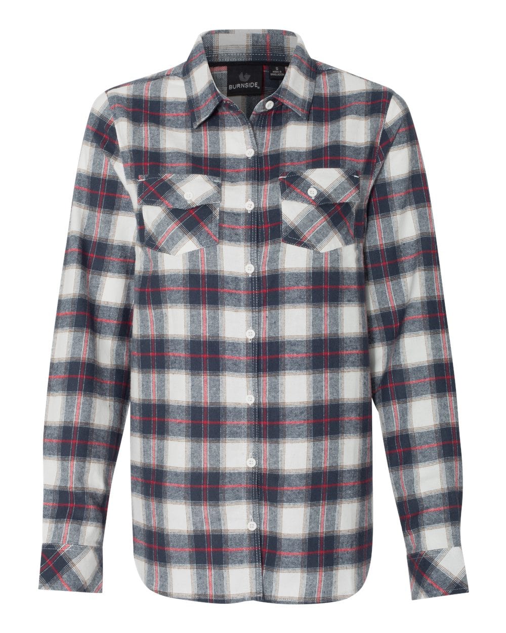 Burnside Woven Shirts S / White/Red Burnside - Women's Yarn-Dyed Long Sleeve Flannel Shirt