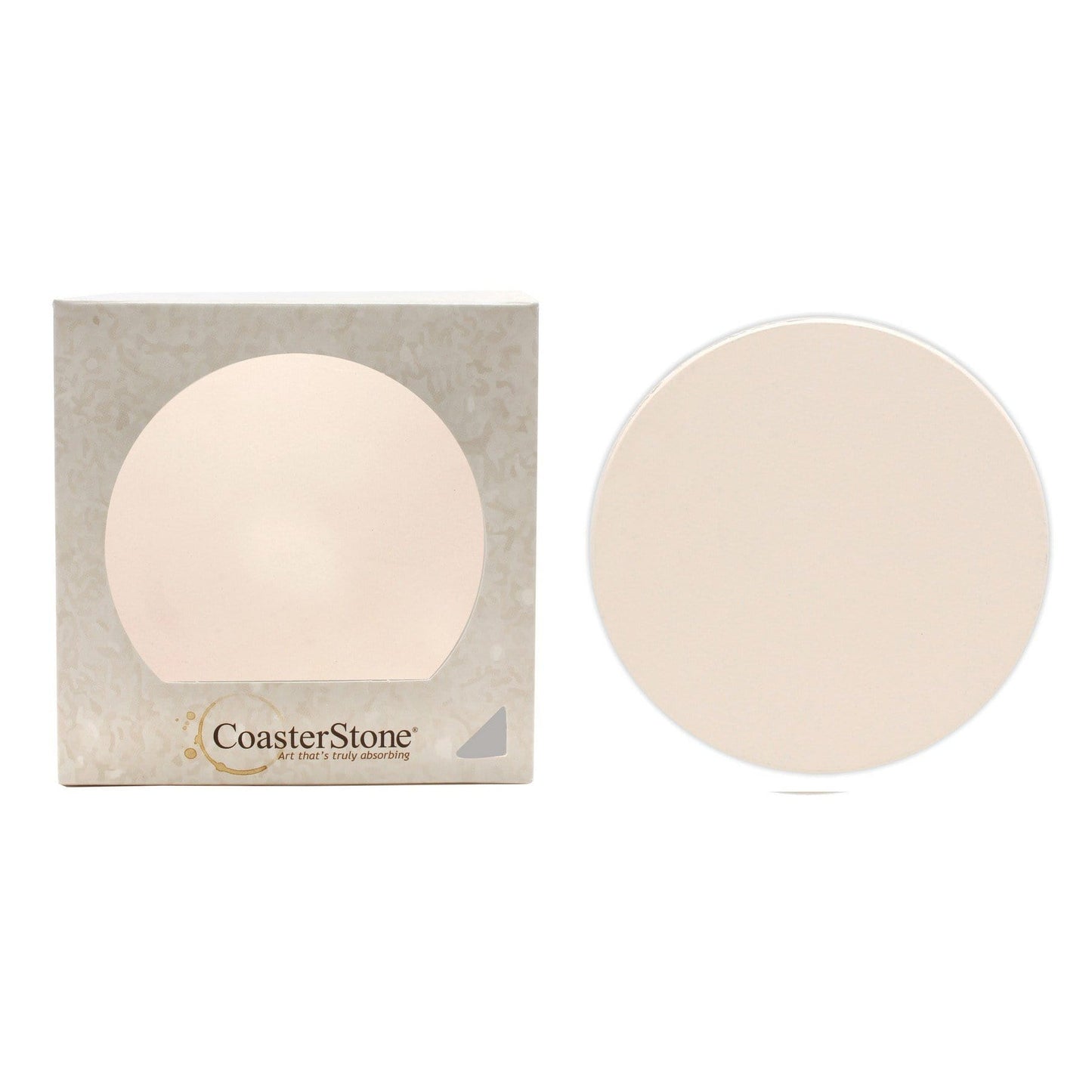 CoasterStone Accessories One Size / White/Beige Stone CoasterStone - 2 Pack Absorbent Single Stone Round Coaster