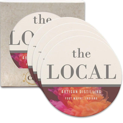 CoasterStone Accessories One Size / White/Beige Stone CoasterStone - 4 Pack Absorbent Single Stone Round Coaster