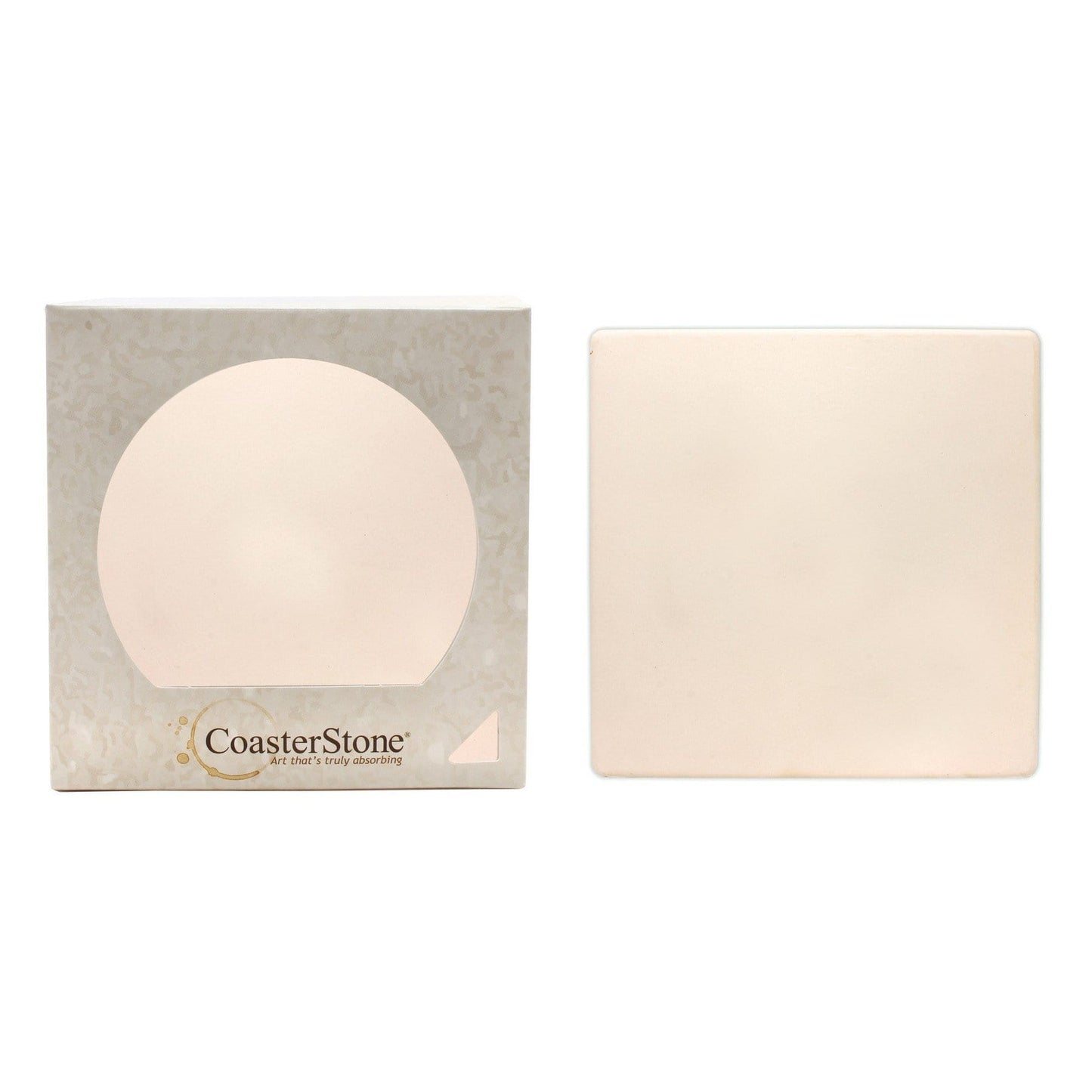 CoasterStone Accessories One Size / White/Beige Stone CoasterStone - 4 Pack Absorbent Single Stone Square Coaster
