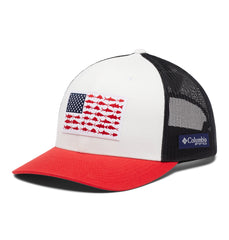 Columbia Headwear One Size / White/Collegiate Navy/Red Spark Columbia - PFG Mesh™ Fish Flag Snap Back Cap