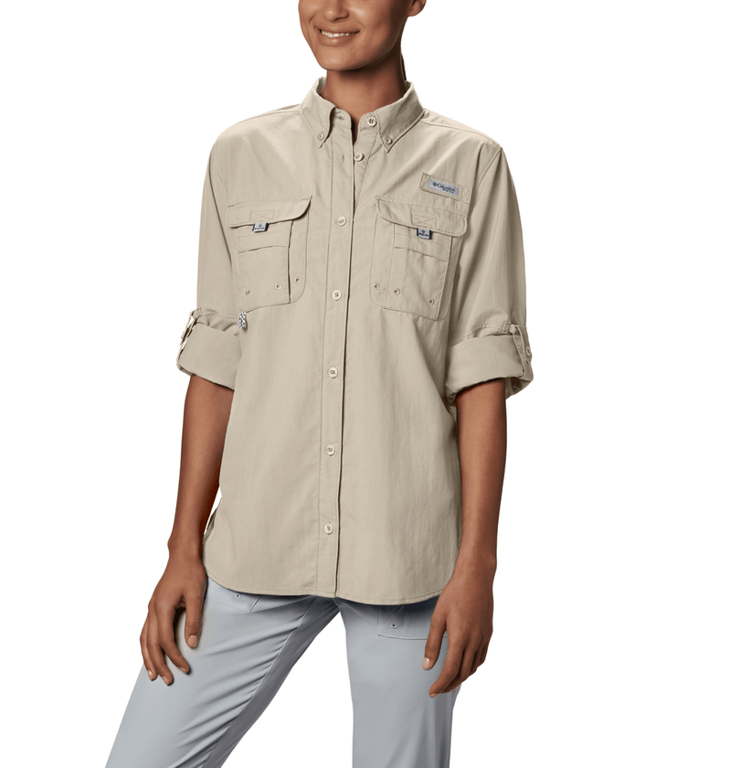 Womens Columbia Khaki Size Long Sleeve hiking/fishing shirt Size