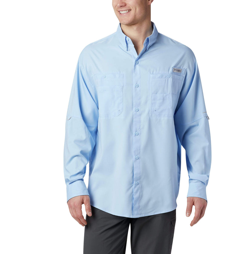 Columbia PFG Shirt Mens Large Blue Omni Shade Button Down Short