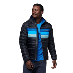Cotopaxi Outerwear S / Black & Pacific Stripes Cotopaxi - Men's Fuego Down Hooded Jacket