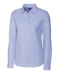 Cutter & Buck Woven Shirts XS / French Blue Cutter & Buck - Women's L/S Stretch Oxford Stripe