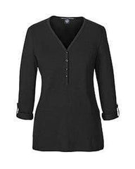 Devon & Jones Sweaters XS / BLACK Devon & Jones Ladies' Perfect Fit™ Y-Placket Convertible Sleeve Knit Top