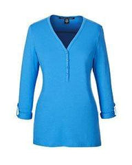Devon & Jones Sweaters XS / FRENCH BLUE Devon & Jones Ladies' Perfect Fit™ Y-Placket Convertible Sleeve Knit Top