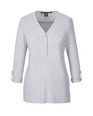 Devon & Jones Sweaters XS / GREY HEATHER Devon & Jones Ladies' Perfect Fit™ Y-Placket Convertible Sleeve Knit Top