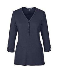 Devon & Jones Sweaters XS / NAVY Devon & Jones Ladies' Perfect Fit™ Y-Placket Convertible Sleeve Knit Top