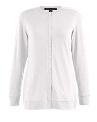 Devon & Jones Sweaters XS / WHITE Devon & Jones Ladies' Perfect Fit™ Ribbon Cardigan