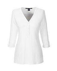 Devon & Jones Sweaters XS / WHITE Devon & Jones Ladies' Perfect Fit™ Y-Placket Convertible Sleeve Knit Top