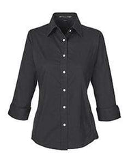 Devon & Jones Woven Shirts XS / BLACK Devon & Jones Ladies' Perfect Fit™ 3/4 Sleeve Stretch Poplin Blouse