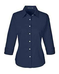 Devon & Jones Woven Shirts XS / NAVY Devon & Jones Ladies' Perfect Fit™ 3/4 Sleeve Stretch Poplin Blouse