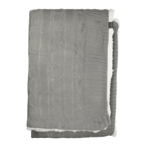 Field & Co Accessories One Size / Grey Field & Co. - Cable Knit Sherpa Blanket