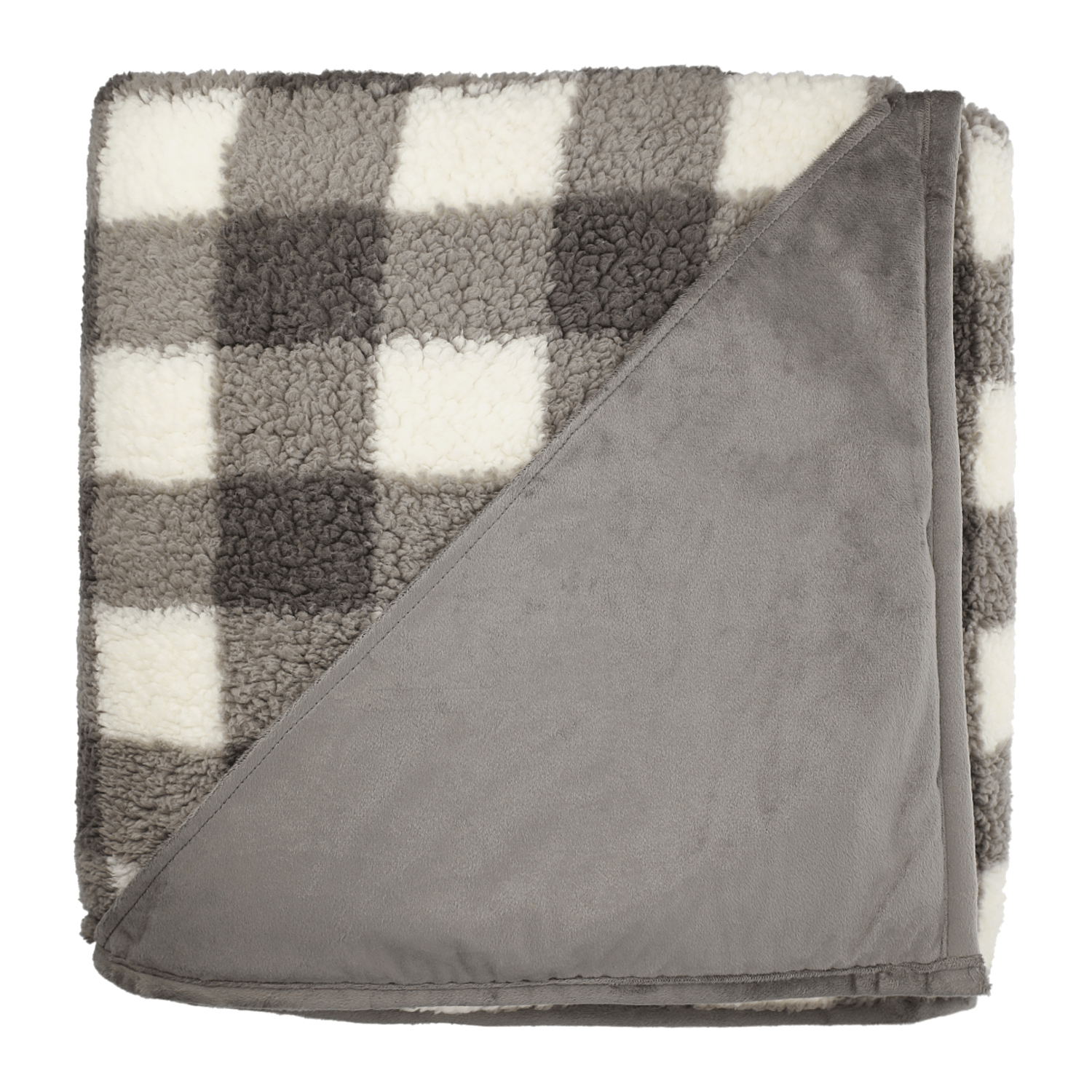 Field & Co Accessories One Size / Grey/White Field & Co. - Double Sided Plaid Sherpa Blanket
