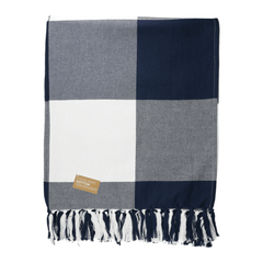 Field & Co Accessories One Size / Navy Field & Co. - 100% Organic Cotton Check Throw Blank