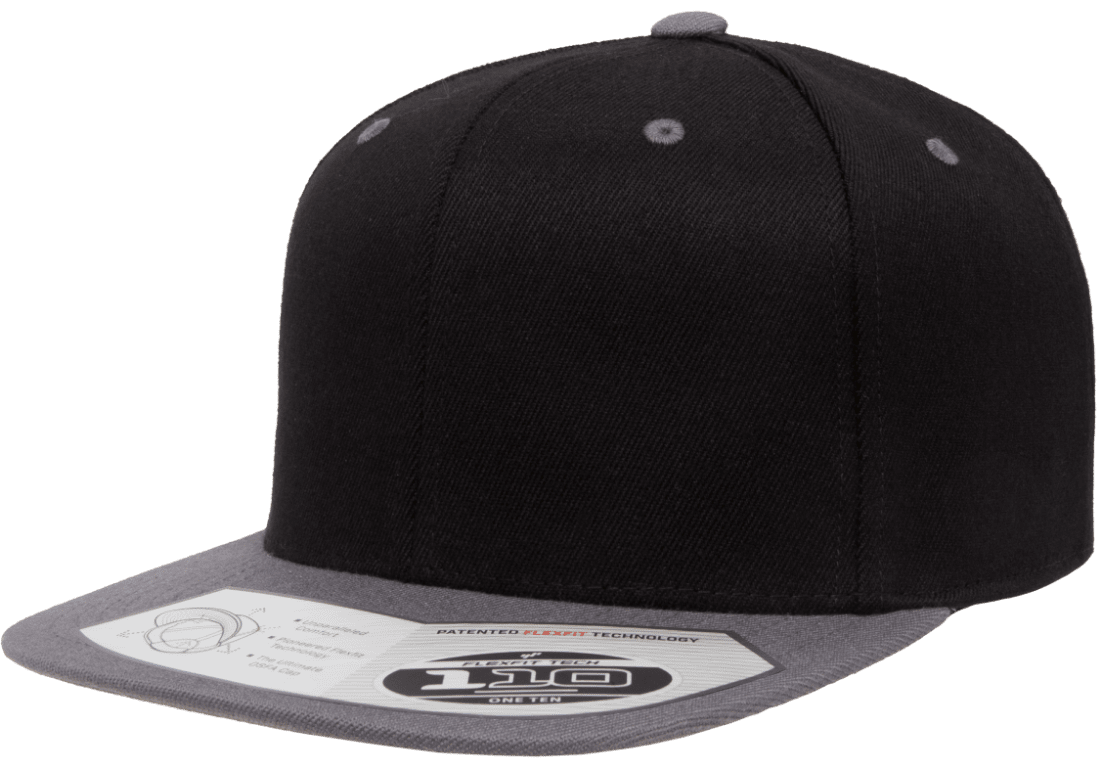 Flexfit Headwear One Size / Black/Grey Flexfit - 110® Flat Bill Snapback Cap